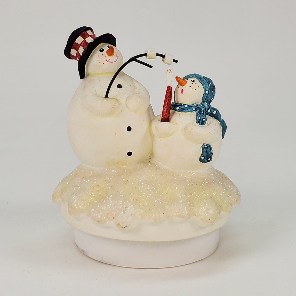 Midwest of Cannon Falls Snowmen Roasting Marshmallows Candle Topper Decor